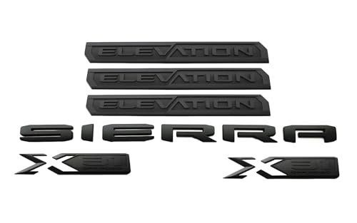 Image of 6Pc Elevation Sierra Bed X31 Emblem Door Tailgate 3DBadge Nameplate Replacement for 2019-2023 Gen Sierra 1500 (Matte Black)