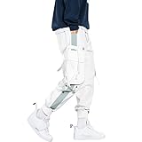 [Yammkia] 男女兼用 ワイド カーゴ ゆったり パンツ 服 ストリート カジュアル ワークマン 作業着 ズボン 夏 リラックスパンツ ロングパンツ クライミングパンツ リラックス ゆったり 作業着 ズボン 調整紐 ウエストゴム コットン 薄手 春夏フィッシング ワークパンツ タクティカル 登山 (2XL/#05ホワイト)