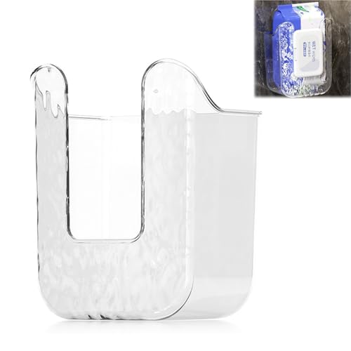 Sufeasdf Wall Mounted Wipes Holder Dispenser Transparent White 1Pcs, Kitchen Wipes Wall Mount Storage, Toilet Paper Wipes Holder, Acrylic Wipes Container for Bathroom, Kitchen Wipes Storage Box