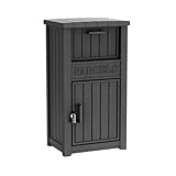 EasyUp Outdoor Package Delivery Box, 60 Gallon Package Box with Lockable Secure Storage, Anti-Theft, Waterproof, for Porch (Black)