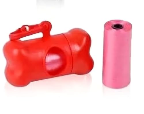 Dispenser Porta Sacchetti a Forma di Osso, con 5 Rotoli Inclusi, per Cani (rosso)