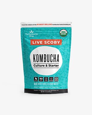 Organic SCOBY Kombucha Starter Kit - 100% Guaranteed to Brew - Fresh, Live Culture with Starter Liquid - The Kombucha Shop