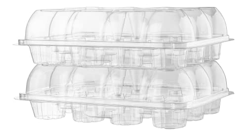 5 Cupcake Containers Plastic Disposable | High Dome Cupcake Boxes 12 Compartment Cupcake Holders Disposable Cupcake Carrier | Dozen Cupcake Trays | Durable Cup Cake Muffin Packaging Transporter #TOP5