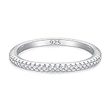Lavishe Rhodium Plated 925 Sterling Silver Ring Cubic Zirconia Stackable Wedding Bands Rings for Wom