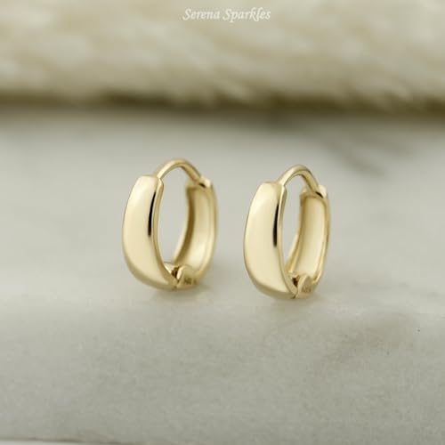 14k Solid Gold Huggie Earrings, Simple Hoops, Plain Huggies, Real Earrings for Women4