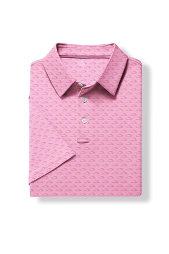 Image of ZITY Mens Golf Polo Shirts Short Sleeve UPF 50+ Performance Moisture Wicking Print Pattern Casual Collared Golf Shirt for Men