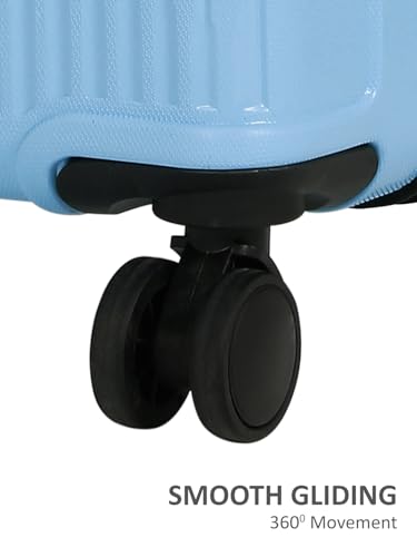 Image of Teakwood Small Size 8 Wheels Trolley Bag, Hard Cabin with Zipper Closure, Adjustable Push Button & Cross Side Strap, Number Lock System 360 Degree (Small, Powder Blue)