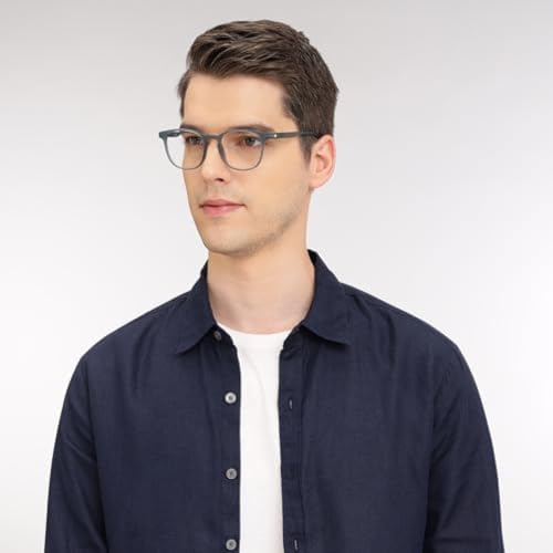 Image of HUSTLR Lenskart | Zero Power Bluecut & Antiglare Computer Eyeglasses | Full Rim Square Shape | As Seen On Shark Tank | For Men & Women | Medium | LB E14058-W