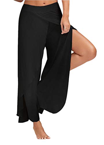 Andongnywell Womens Palazzo Slit Split Wide Leg Pants Casual Beach Flowy Wrap Plus Size Wide Leg Sports Trousers