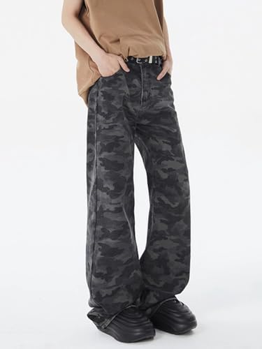 Men's Pants Workwear Camouflage Denim Wide Straight Loose Retro Summer Long Pants for Men2