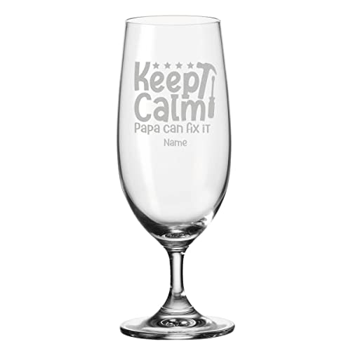 Leonardo Verre à bière avec gravure – Keep calm papa can fix it – Personnalisé avec nom – Tulipe à bière comme cadeau pour papa – Cadeau d'anniversaire pour homme pour la fête des pères – 280 ml