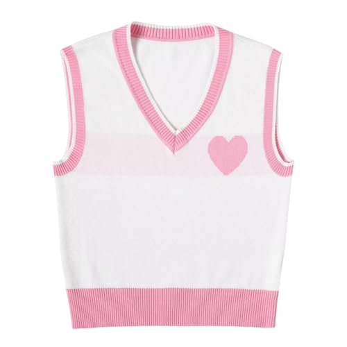 Womens Sweater Vest Cable Knit Top Pullover Tank Sleeveless V Neck Color Block Striped Classical