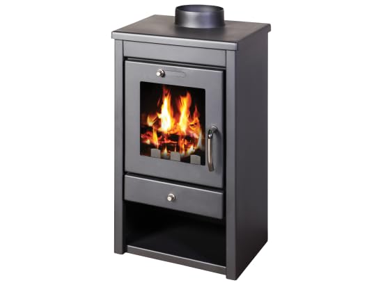Deluxe SM Wood Burning Stove 7,48 kW, Black Steel Fireplace, Top Flue