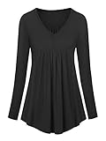 Marke:Amoretu Amoretu Bluse Damen Longshirt V-Ausschnitt Shirts Oberteile Lose Tunika Top Schwarz XL