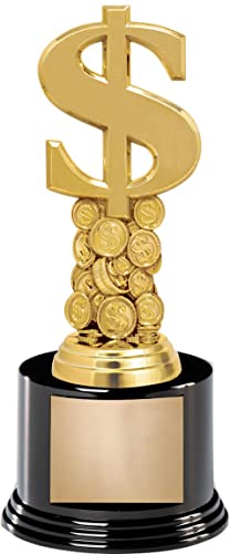 Crown Awards 7" Dollar Sign Money Trophy On Round Base