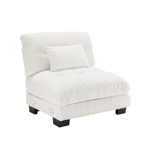 Image of SoarFlash Velvet Sectional Middle Position Sofa, White