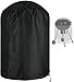 Flymer - Copertura per barbecue per bollitore, impermeabile, rotonda, in tessuto Oxford 420D, anti-strappo, anti-UV, con cinghia laterale antivento, colore: nero (Φ58 x 77 cm)