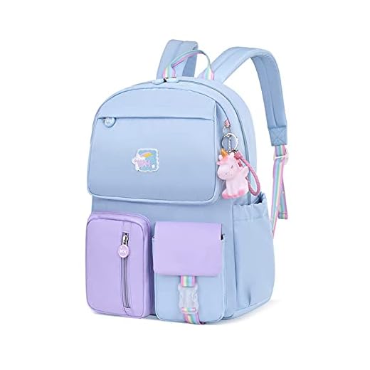 Barakara Mochila para crianças, Mochila escolar leve e bonita com Pingente Unicórnio, Mochila grande à prova d'água para meninos de escola, Azul