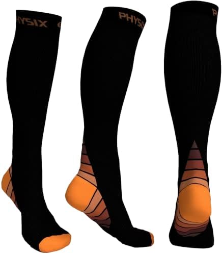 Physix Gear Men's Compression Stockings, Compression Stockings, Women's High Compression Stockings for Travel Plane Pregnant Maternity Compression Cuff Leg Compression Stockings