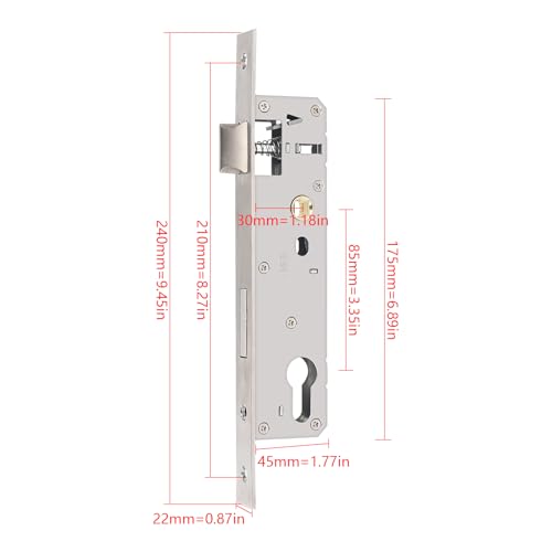 Rohrrahmenschloss, Edelstahl Einsteckschloss Entferung 85MM Dornmaß 30MM, Rohrrahmen-Schloss Türschloss Gartentür Schloss Schlosseinsatz für Links/Rechts