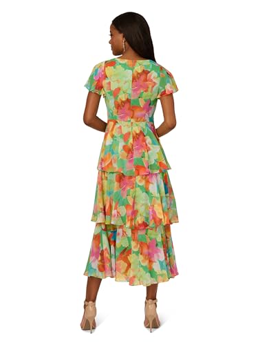 Image of Adrianna Papell Women's Tiered Chiffon Midi Dress