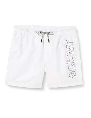 JACK & JONES Jpstfiji Jjswim Double Logo Sn LY Bañador Corto, Blanco, L Hombres