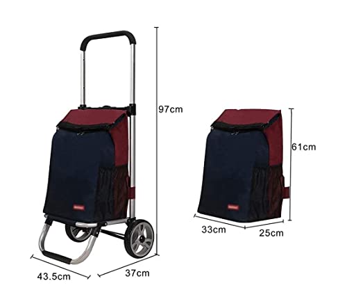 QUANLI Faltbarer Einkaufstrolley, 50 l, Aluminiumlegierung, Einkaufswagen mit wasserdichten Taschen, Rädern, groß… – Bild 8