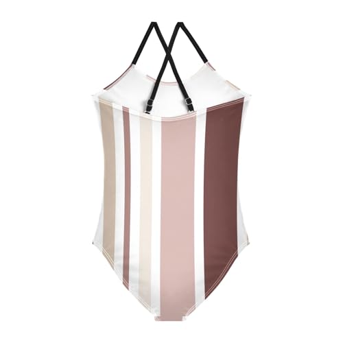 GuoChe Abstract Stripe Color Girls Swimsuit 1-Piecing Girls Swim Suit Bathing Suit Girl Beach Swimwear 7-8T2