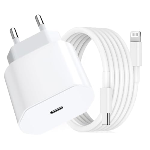 Cargador Carga Rapida para iPhone, 20W con Cable para iPhone de 1M, Cargador USB C con Cable Compatible con Lightning Carga Rapida para iPhone 14/14 Plus/ 14 Pro/ 14 Pro MAX/ 13/12/ 11/ X, iPad