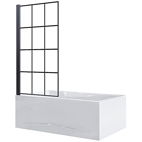 ELEGANT Black Over Bath Shower Screen Cover