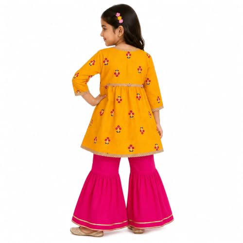 Image of LITTLE GINNIE Girls Kurta Sharara Set | Traditional Ethnic Wear for Kids
