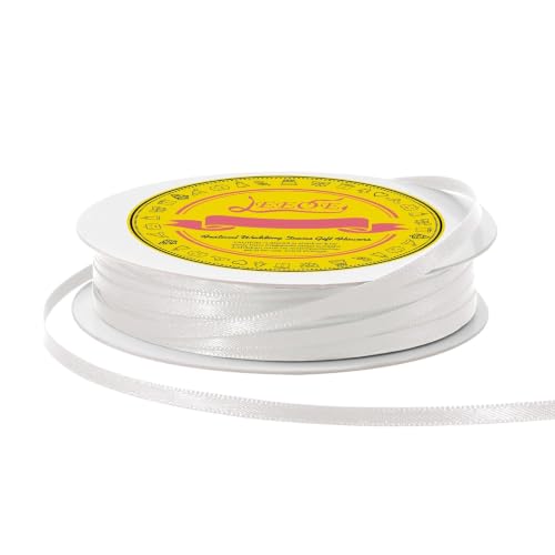 Image of Double Face Off White Satin Thin Ribbon 1 /8 inch X 50 Yards Polyester Off White Ribbon for Gift Wrapping Very Suitable for Weddings Party Hair Bow Invitation Decorations and More