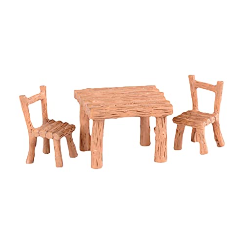 Ensemble De 3 Accessoires en Résine Décoration Tables De Paysage Miniatures Synthétiques Et Et Chaises De Jardin Fabriquées Poupée Miniature Décoration Et Suspensions Support (Yellow, One Size)