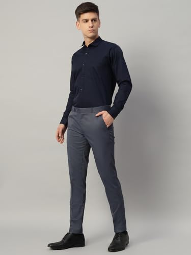 Image of Vogaan Formal Pant with Expandable Waist for Men | Men's Cotton Regular Fit Flat Front Pant for Party and Casual Wear
