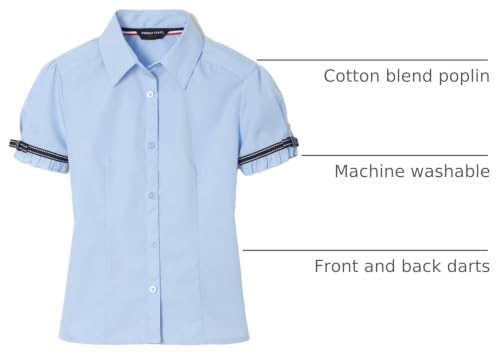 Image of French Toast Big Girls' Short Sleeve Ribbon Bow Blouse