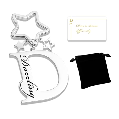 Qunrwe Stainless Steel Initial Letter A-Z Keychain,Father's Day Gifts from Daughter Son,Inspirational Graduation Birthday Gifts for Women Men Bestie Friends,Purse Handbags Backpack Car Key Accessories