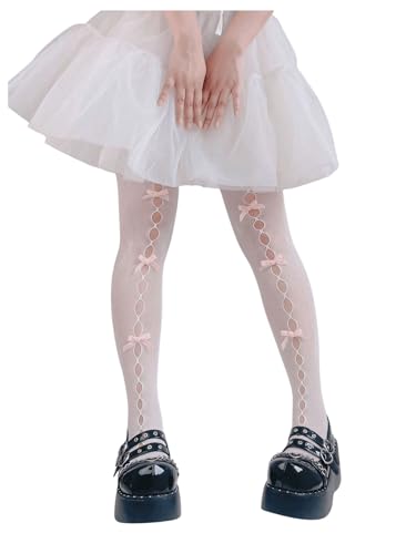 Women's 1 Pair Hollow Out Bow Sheer Stockings Cute Sweet Stretchy Tights Stocks4