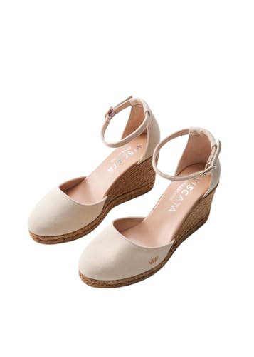 Viscata Estartit Espadrille Canvas Wedges Spain Handmade 3 ½” Heel Women's Sandals with Breathable Organic Cotton Canvas and 100% Natural Jute Midsole for all Occasions: Casual, Work, Party3