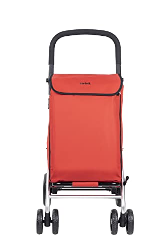 Carlett - Einkaufstrolley, Faltbarer Supermarkt-Trolley, mit 4 Rädern und Einer großen Kapazität von 32kg, 58L Haupttasche, 12L Thermotasche und wasserfestem Stoff - Schwarz - Farbe Schwarz – Bild 4