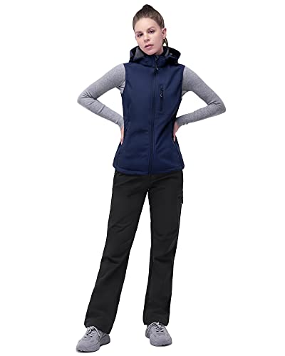 33,000ft Outdoorhose Damen Wanderhose Wasserdicht Softshellhose Winter Ski Hosen Warm Gefüttert Arbeitshose Snowboardhose Winddicht Trekkinghose Schwarz 38/31L