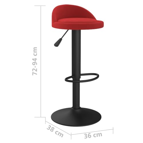 Tabouret de bar en velours bordeaux réglable et pivotant Mangloder