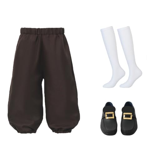 ANDHOM Boys Colonial Costume Set Knicker Pants Shoe Buckles White Socks Accessories for Colonial Style Boys Knicker Pants