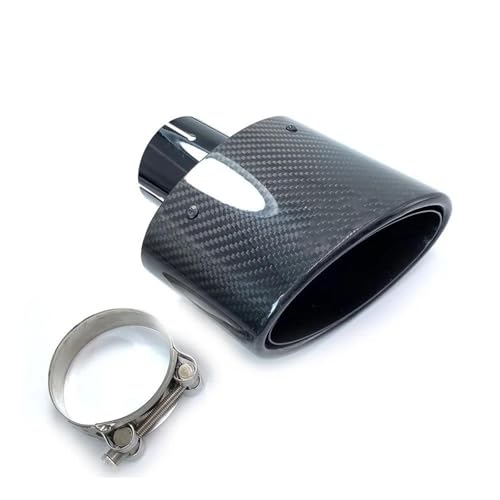 Tubo de escape para coche con cola de fibra de carbono brillante y boquilla ovalada de 150mm