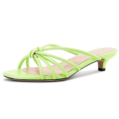 Image of TNYNFBEB Womens Sandals Mules Low Kitten Heel Open Toe Shoes Slip-on Slingback Prom Party Dress Summer 1.4 Inches Heels