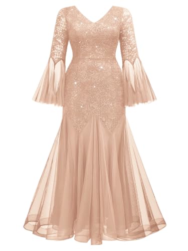 Image of MISSMAY Women's Plus Size Formal Evening Gowns Sequin Mermaid Tulle Dresses
