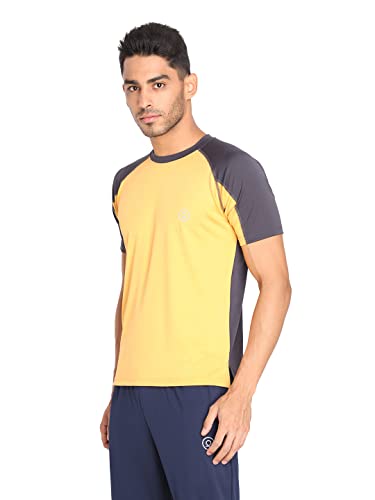 Image of CHKOKKO Men's Round Neck Gym T-Shirt Mustard Dark Grey M