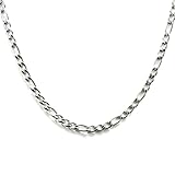 INCREDIBLE CHIC COLLECTIONS 14K White Gold Filled Figaro Chain Necklace for Men & Women – 5mm, 18' 20' 22' – Durable, Hypoallergenic, Strong Clasp - (20')