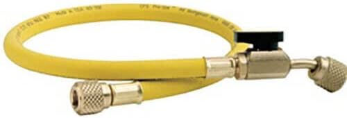 CPS HP5YE 5' Yellow Premium Refrigerant Hose | 1/4 in SAE Fittings with Ball Valve | 800 Psi Working Pressure, Leakproof for R-410A, CFC, HCFC, HFC