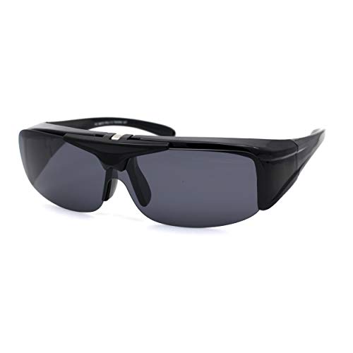 Polarized Mens Flip Up Shield Exposed Lens Fit Over Sunglasses