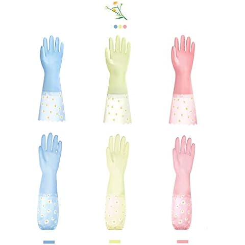 KAQ Dishwashing Cleaning Gloves 6 Pairs - Reusable Rubber Gloves Non-Slip Laundry Kitchen Gardening Household Gloves Cover